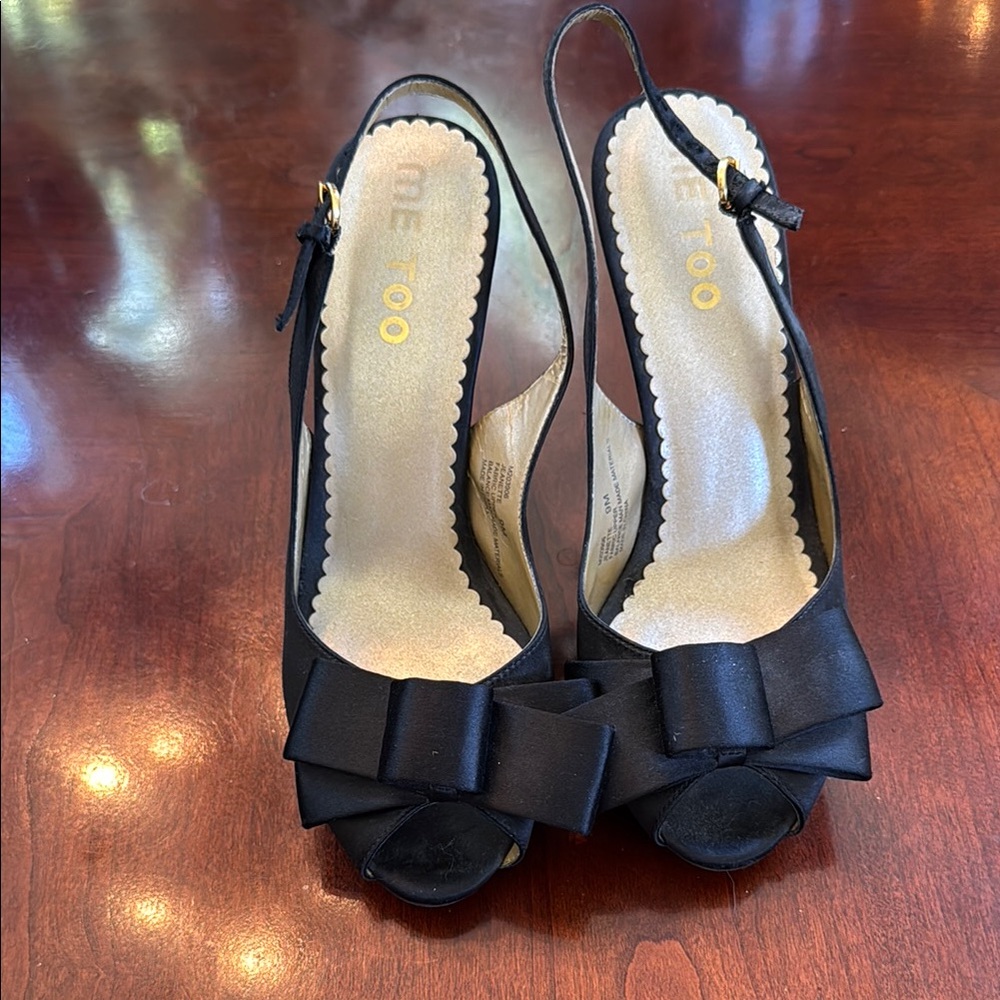 Me Too Black Elegant Slingback Heels
